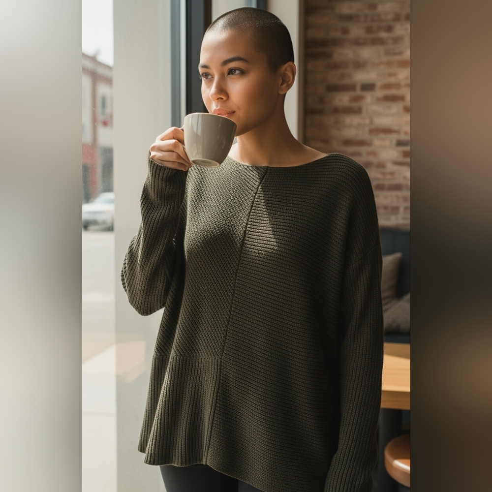 Lauren Ralph Lauren Olive Green Ribbed Boat Neck Sweater